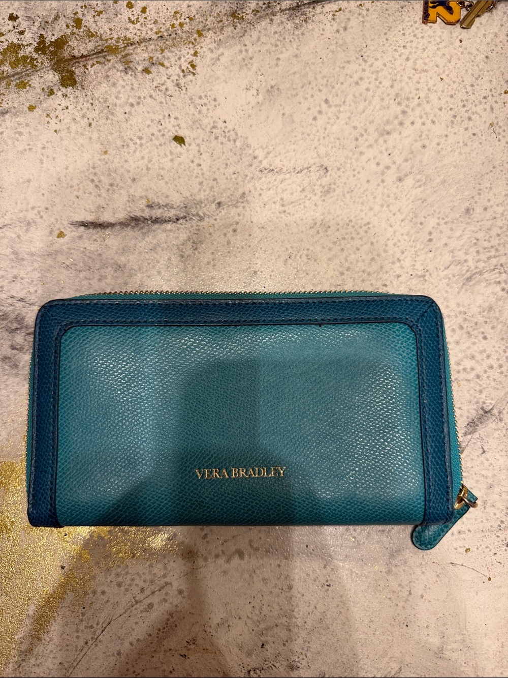 Vera Bradley Teal & Dark Teal Zip Wallet